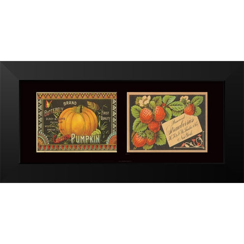 Pumpkin and Strawberries Black Modern Wood Framed Art Print by Unknown