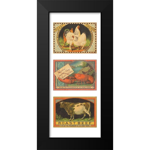 Chicken-Lobster-Beef Black Modern Wood Framed Art Print by Unknown