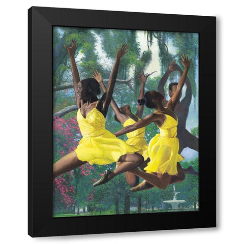 Jump Black Modern Wood Framed Art Print by Unknown