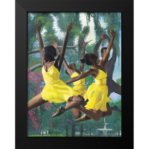 Jump Black Modern Wood Framed Art Print by Unknown