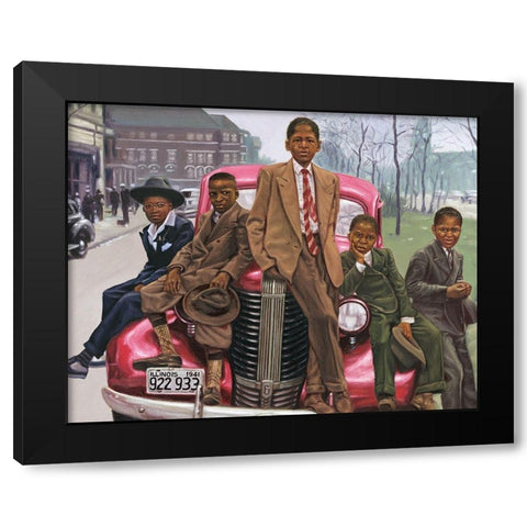 Off the Car Black Modern Wood Framed Art Print by Unknown