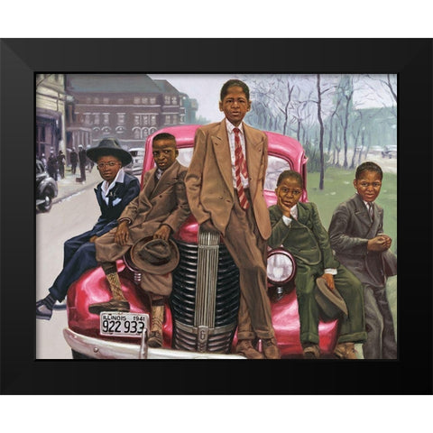 Off the Car Black Modern Wood Framed Art Print by Unknown