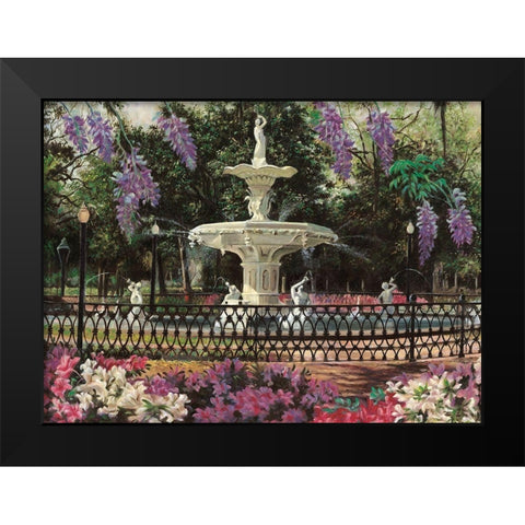 Garden Fountain Black Modern Wood Framed Art Print by Unknown