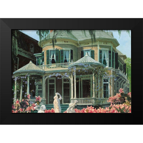 Southern Mansion Black Modern Wood Framed Art Print by Unknown