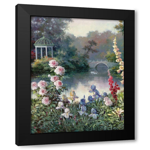 Gazebo on Lake I Black Modern Wood Framed Art Print with Double Matting by Unknown