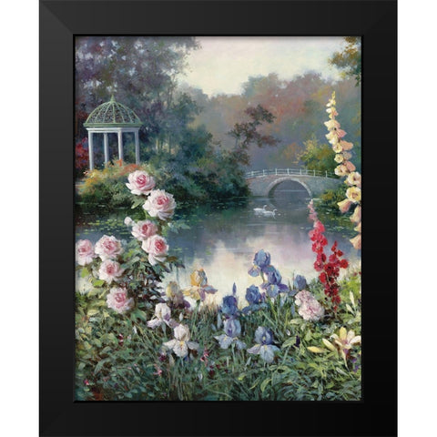Gazebo on Lake I Black Modern Wood Framed Art Print by Unknown