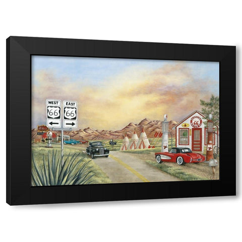 Route 66 II Black Modern Wood Framed Art Print by Unknown