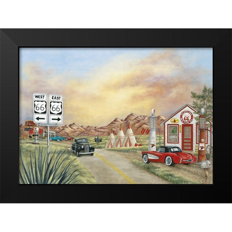 Route 66 II Black Modern Wood Framed Art Print by Unknown