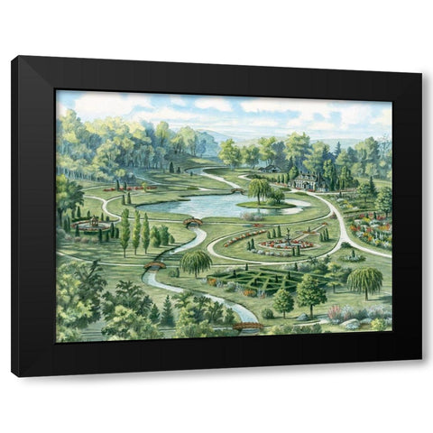 Estate Gardens Black Modern Wood Framed Art Print with Double Matting by Unknown