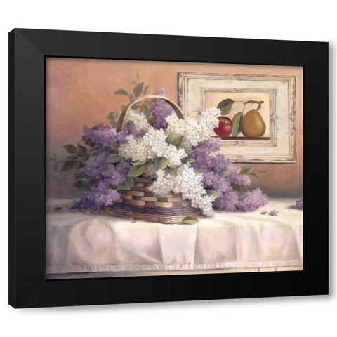 Lavendar Flowers Black Modern Wood Framed Art Print by Unknown