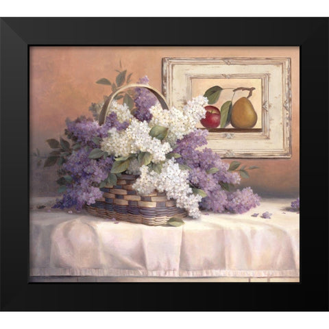 Lavendar Flowers Black Modern Wood Framed Art Print by Unknown