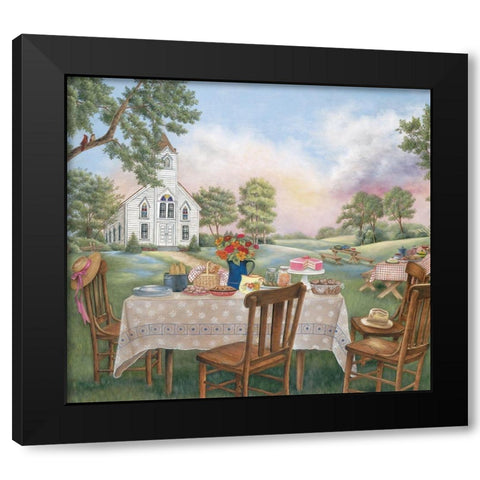 Church Picnic Black Modern Wood Framed Art Print with Double Matting by Unknown