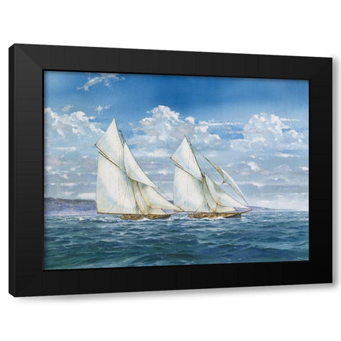 Sloops and Sail II Black Modern Wood Framed Art Print by Unknown