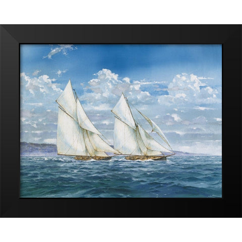 Sloops and Sail II Black Modern Wood Framed Art Print by Unknown