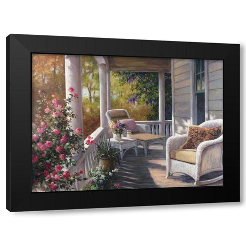 Wicker Porch Black Modern Wood Framed Art Print with Double Matting by Unknown