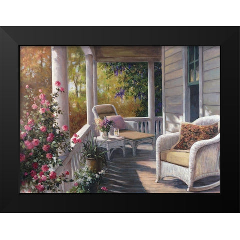 Wicker Porch Black Modern Wood Framed Art Print by Unknown