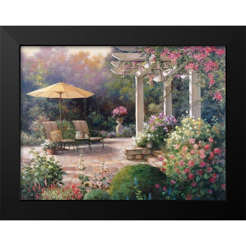 Patio Garden Black Modern Wood Framed Art Print by Unknown