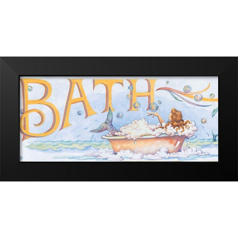 Mermaid Bath Black Modern Wood Framed Art Print by Unknown