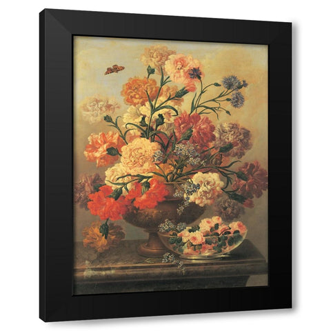 Classic Floral Black Modern Wood Framed Art Print with Double Matting by Unknown