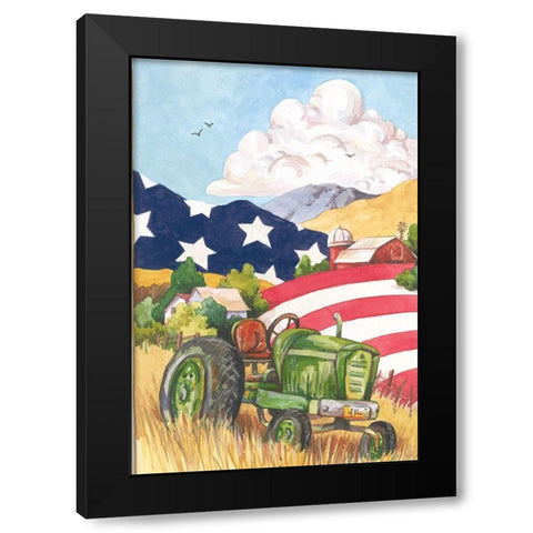 American Tractor Black Modern Wood Framed Art Print with Double Matting by Unknown