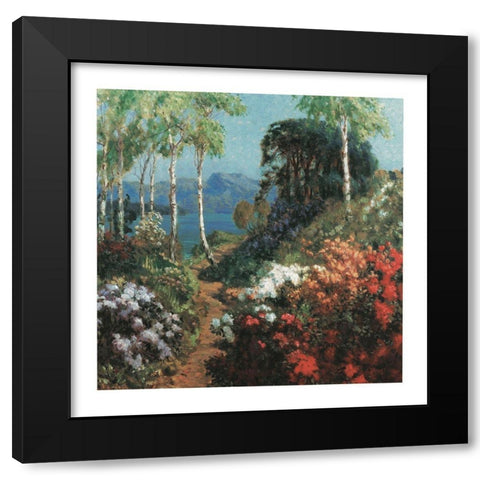 Bay Garden Black Modern Wood Framed Art Print by Unknown