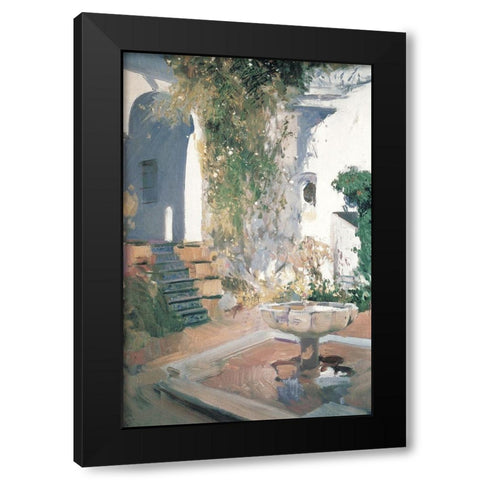 Hacienda Patio Black Modern Wood Framed Art Print with Double Matting by Unknown
