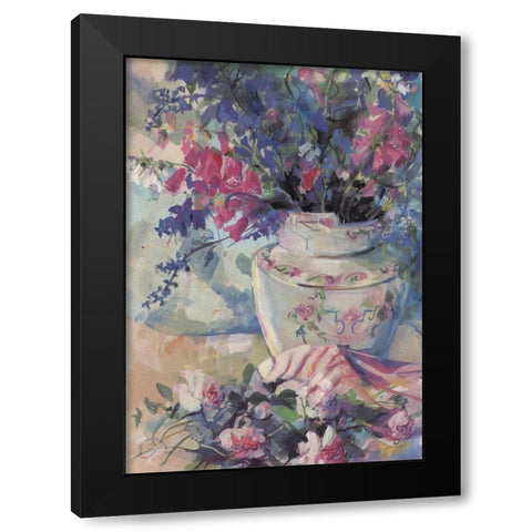 Floral Vase Black Modern Wood Framed Art Print with Double Matting by Unknown