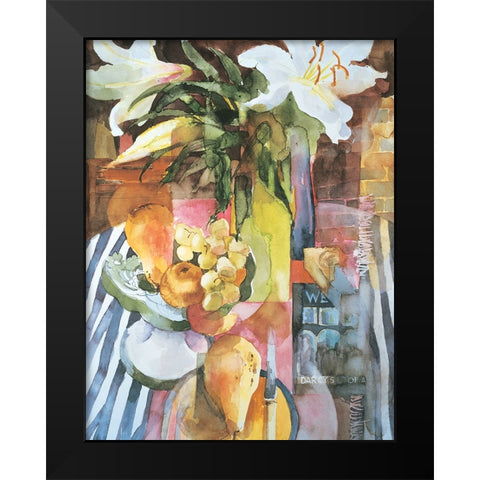 Fruit And Flowers I Black Modern Wood Framed Art Print by Unknown