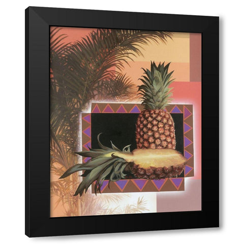 Pineapple Tree Black Modern Wood Framed Art Print by Unknown