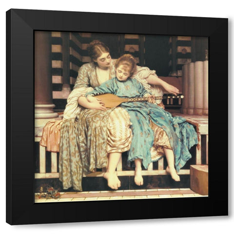 Music Lesson Black Modern Wood Framed Art Print with Double Matting by Unknown