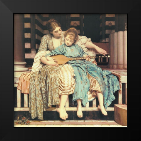 Music Lesson Black Modern Wood Framed Art Print by Unknown