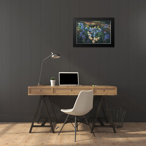 Blue Fields Black Modern Wood Framed Art Print by Unknown