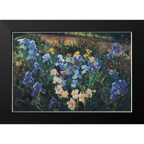 Blue Fields Black Modern Wood Framed Art Print by Unknown