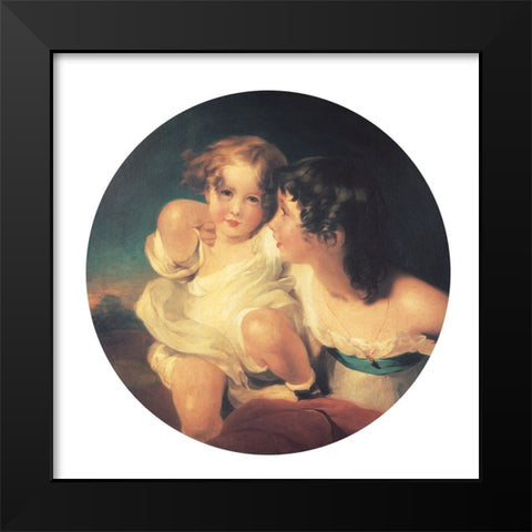 Two Sisters Black Modern Wood Framed Art Print by Unknown