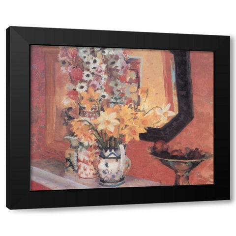 Three Vases Black Modern Wood Framed Art Print with Double Matting by Unknown