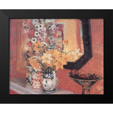 Three Vases Black Modern Wood Framed Art Print by Unknown