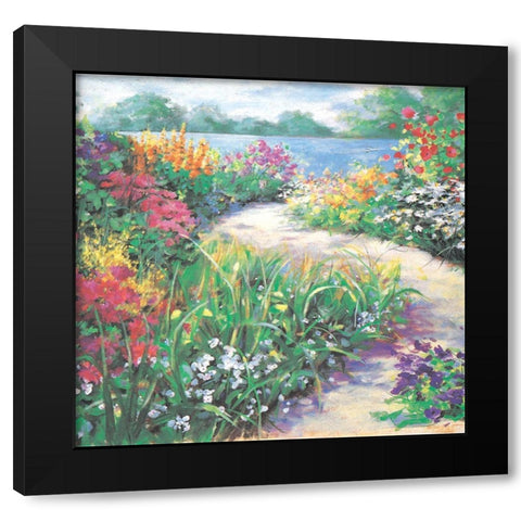 Lakeside Flowers I Black Modern Wood Framed Art Print by Unknown