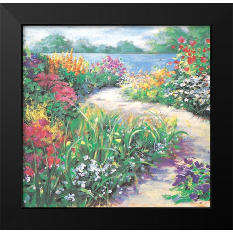 Lakeside Flowers I Black Modern Wood Framed Art Print by Unknown