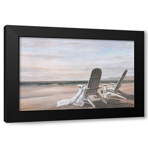 Coffee on the Beach II Black Modern Wood Framed Art Print with Double Matting by Unknown