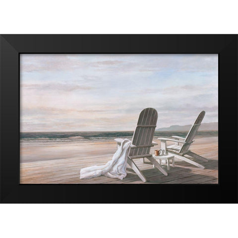 Coffee on the Beach II Black Modern Wood Framed Art Print by Unknown