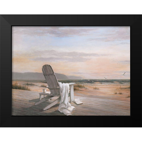 Coffee on the Beach II Black Modern Wood Framed Art Print by Unknown