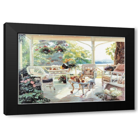 On the Porch Black Modern Wood Framed Art Print with Double Matting by Unknown