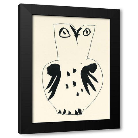 Owl Vase Black Modern Wood Framed Art Print by Unknown