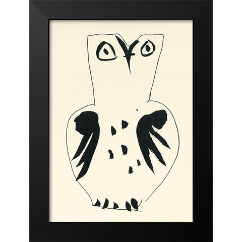 Owl Vase Black Modern Wood Framed Art Print by Unknown