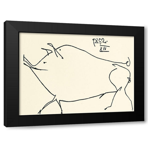 Couchon Black Modern Wood Framed Art Print with Double Matting by Unknown