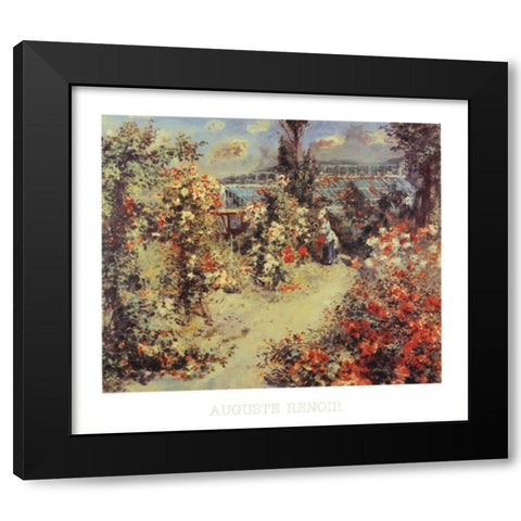 Garden Black Modern Wood Framed Art Print with Double Matting by Renoir, Pierre-Auguste
