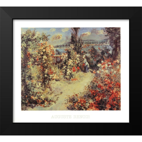 Garden Black Modern Wood Framed Art Print by Renoir, Pierre-Auguste