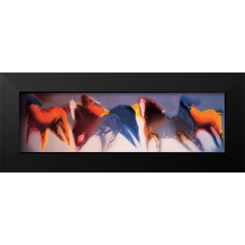 Stallion Abstract Panel Black Modern Wood Framed Art Print by Unknown