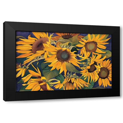 Sunflower Madness Black Modern Wood Framed Art Print with Double Matting by Unknown