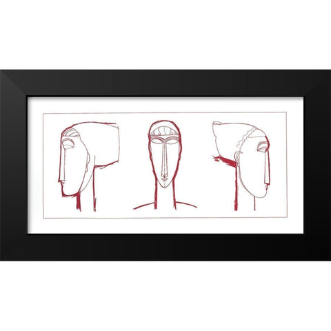 Red Face Black Modern Wood Framed Art Print by Unknown